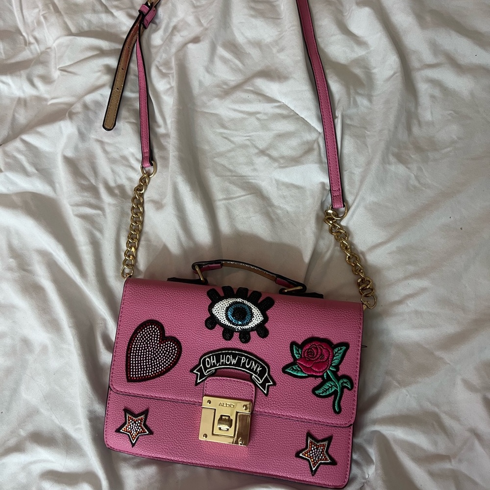 Aldo Pink Crossbody Bag with Playful Appliqués